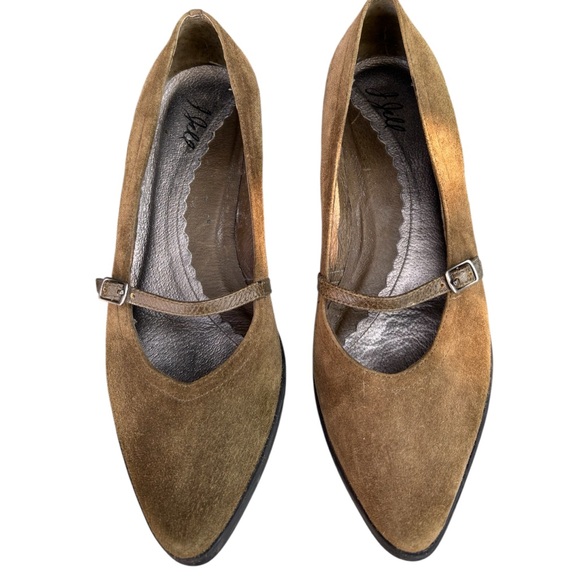 J. Jill Olive Green Suede Flats with Mary Jane Strap - Picture 1 of 8
